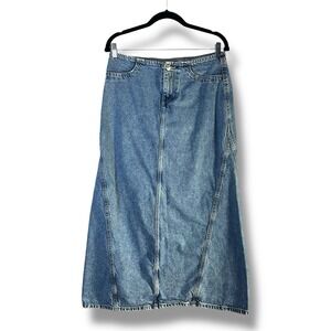 Divided H&M Womens Sz 6 Denim A-Line Maxi Skirt 100% Cotton Modest Prairie Rodeo